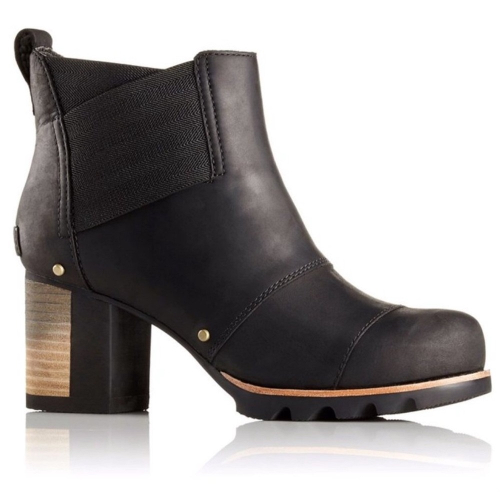 Sorel Addington Black Heeled Ankle Boots
